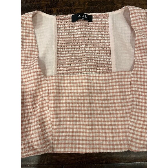 OPT Anthropologie Plaid Pink Gingham Crop Top size Medium - Picture 3 of 8